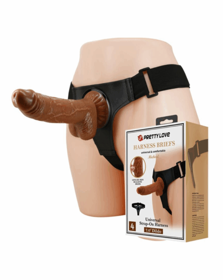 PRETTY LOVE - HARNESS BRIEFS ARNÉS UNIVERSAL CON DILDO MICHEAL 20 CM NEGRO