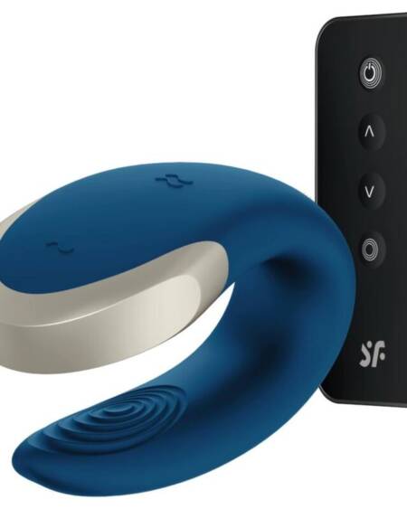 SATISFYER - APP DOUBLE LOVE VIBRADOR PAREJAS LUXURY AZUL