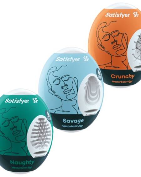 SATISFYER - 3 HUEVOS MASTURBADORES NAUGHTY, SAVAGE  CRUNCHY