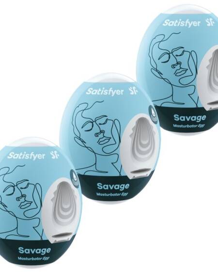 SATISFYER - 3 HUEVOS MASTURBADORES SAVAGE