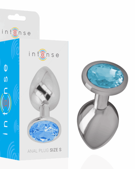 INTENSE - PLUG ANAL METAL ALUMINIO CON CRISTAL AZUL TALLA S