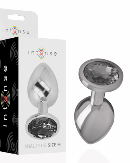 INTENSE - PLUG ANAL METAL ALUMINIO CON CRISTAL NEGRO TALLA M