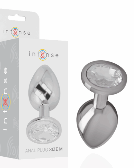 INTENSE - PLUG ANAL METAL ALUMINIO CON CRISTAL PLATA TALLA M