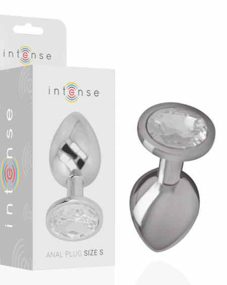 INTENSE - PLUG ANAL METAL ALUMINIO CON CRISTAL PLATA TALLA S