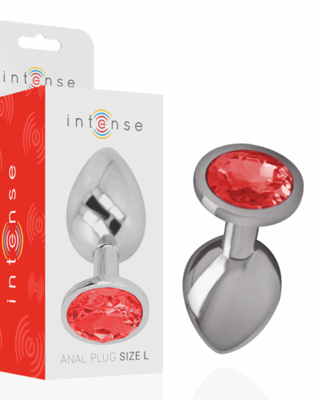 INTENSE - PLUG ANAL METAL ALUMINIO CON CRISTAL ROJO TALLA L