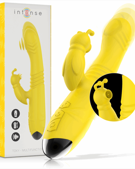 INTENSE - TOKY VIBRADOR MULTIFUNCIÓN RECARGABLE UP  DOWN CON ESTIMULADOR DE CLITORIS AMARILLO