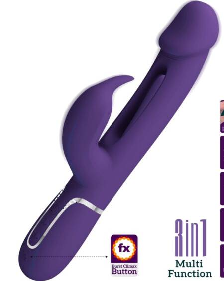 PRETTY LOVE - KAMPAS VIBRADOR RABBIT 3 EN 1 MULTIFUNCIÓN CON LENGUA VIOLETA