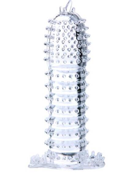 BAILE - FUNDA PARA PENE CON PUNTOS ESTIMULANTES TRANSPARENTE 14 CM