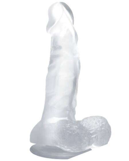 BAILE - DILDO REALÍSTICO CON VENTOSA Y TESTÍCULOS 16.7 CM TRANSPARENTE
